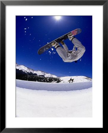 Snowboarder Upside Down In Midair by Kurt Olesek Pricing Limited Edition Print image