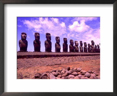 Moai Statues, Tapati Festival, Ahu Tongariki Platform, Rapa Nui, Easter Island, Chile by Bill Bachmann Pricing Limited Edition Print image