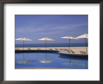 Pool And Umbrella, Cabo San Lucas, Mexico by Jennifer Broadus Pricing Limited Edition Print image