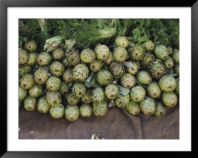 Artichokes And Greens Arranged On Burlap by Bill Curtsinger Pricing Limited Edition Print image