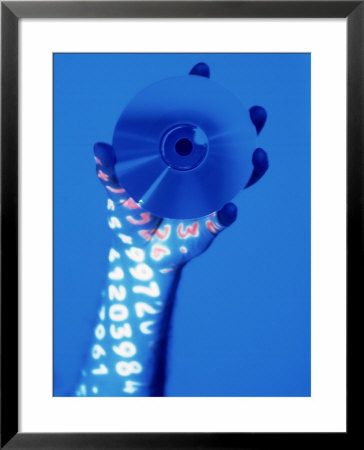 Digital Code Projected On Hand With Disc by Lonnie Duka Pricing Limited Edition Print image
