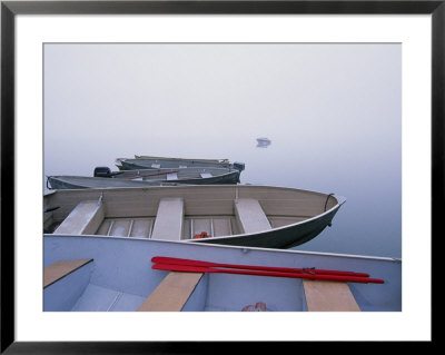 Morning Fog On Lake Mcdonald Keeps Rowboats At Anchor by Raymond Gehman Pricing Limited Edition Print image