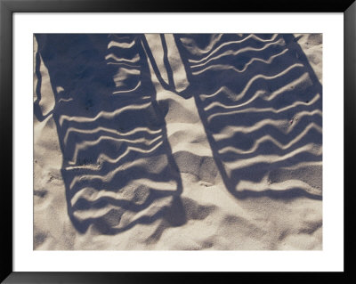 Shadows Of Lounge Chairs On Beach Sand by Todd Gipstein Pricing Limited Edition Print image