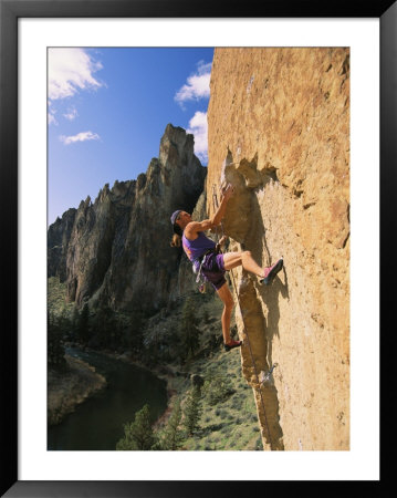 Young Man Climbs Scarface Above The Crooked River Below by Mark Cosslett Pricing Limited Edition Print image
