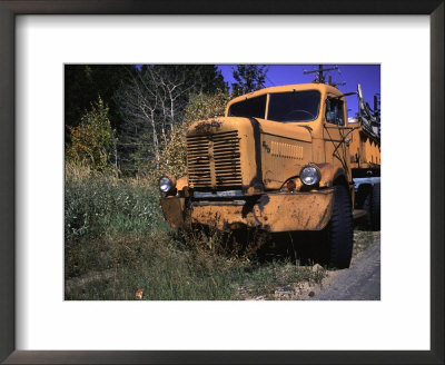 An Orange Truck At A Car Cemetery In Colorado by Michael Brown Pricing Limited Edition Print image