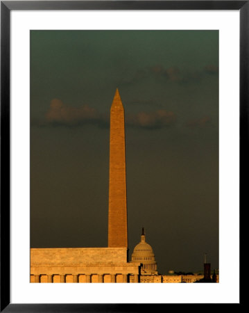 Washington Monument, Lincoln Memorial And State Capitol Building, Washington Dc, Usa by John Neubauer Pricing Limited Edition Print image