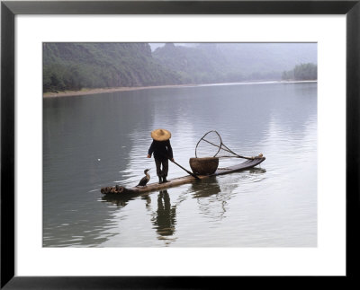 Cormorant Fisherman On Bamboo Raft, Li River, Guilin, Guangxi, China by Raymond Gehman Pricing Limited Edition Print image