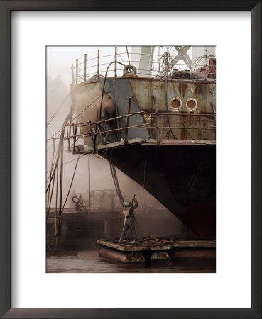 Sandblasters Restore A Soviet Ship At This Shipyard by Cotton Coulson Pricing Limited Edition Print image