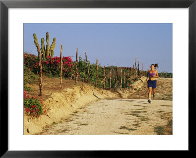 A Woman Jogs On A Dirt Road In Baja California State by Jimmy Chin Pricing Limited Edition Print image