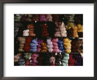 Skeins Of Colorful Yarn Adorn A Vendors Shelves by Jodi Cobb Pricing Limited Edition Print image