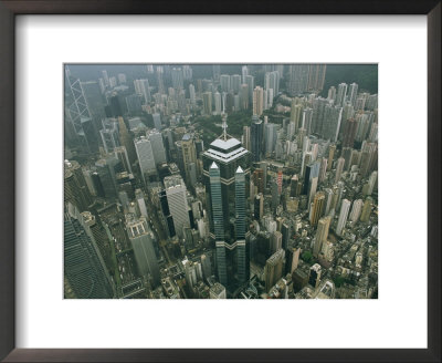 Aerial View Of Hong Kongs Skyline Seen From A Helicopter by Eightfish Pricing Limited Edition Print image