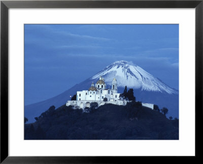 Mexico, Cholula, Catholic Church, Famous Twin Volcano In Background by Brimberg & Coulson Pricing Limited Edition Print image