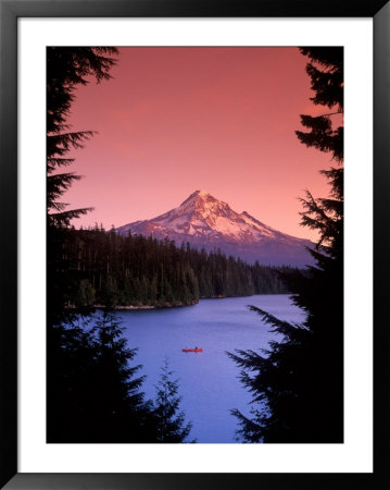 Canoeing On Lost Lake In The Mt. Hood National Forest, Oregon, Usa by Janis Miglavs Pricing Limited Edition Print image
