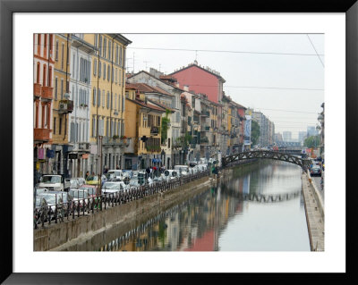 Shops And Restaurants Along Canal, Naviglio Grande, Milan, Italy by Lisa S. Engelbrecht Pricing Limited Edition Print image