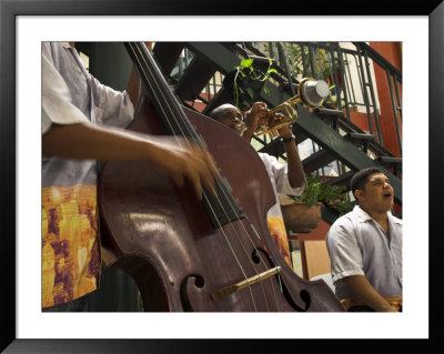 Counterbass With Trumpet Player, Part Of Traditional Band Playing In A Cafe, Habana Vieja, Cuba by Eitan Simanor Pricing Limited Edition Print image