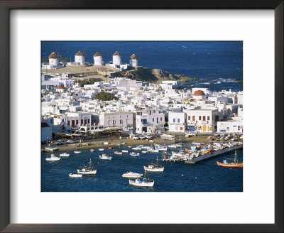 Town, Harbour And Windmills, Mykonos Town, Island Of Mykonos, Cyclades, Greece by Lee Frost Pricing Limited Edition Print image