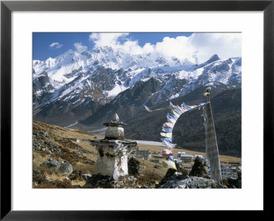 Prayer Flags On Kyanjin Gompa, Langtang, Himalayas, Nepal by Tony Waltham Pricing Limited Edition Print image