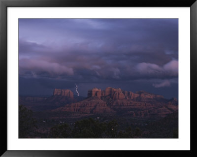 Dramatic Lightning Bolt Through Storm Clouds Over Cathedral Rock by Todd Gipstein Pricing Limited Edition Print image