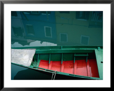 Painted Boats And House Reflections On The Island Of Burano, Burano, Veneto, Italy by Jeffrey Becom Pricing Limited Edition Print image