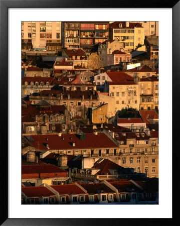 Sunset View Of Houses Packed In Below Castelo De Sao Jorge, Castelo, Lisbon, Portugal by Anders Blomqvist Pricing Limited Edition Print image