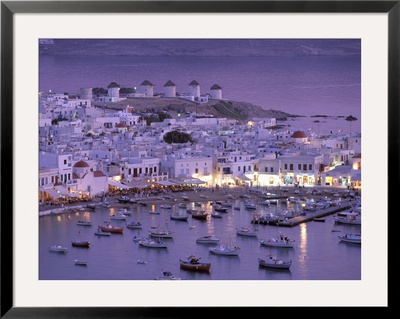 Overview Of Mykonos Town Harbor, Mykonos, Cyclades Islands, Greece by Walter Bibikow Pricing Limited Edition Print image