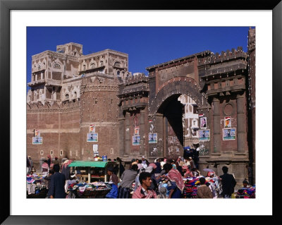 Market Stalls In Front Of Bab Al-Yaman (Gate Of Yemen), San'a, Yemen by Bethune Carmichael Pricing Limited Edition Print image