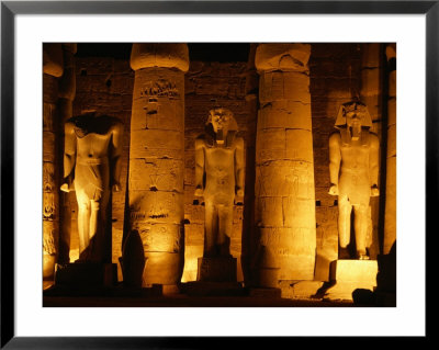 Luxor Temple Statues And Pillars At Night, Luxor, Egypt by Greg Elms Pricing Limited Edition Print image