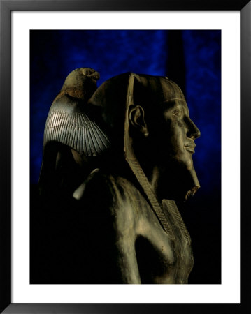 Statue Of Diorite, Pharaoh Khafre With Falcon God Horus, Egyptian Museum, Cairo, Egypt by Kenneth Garrett Pricing Limited Edition Print image