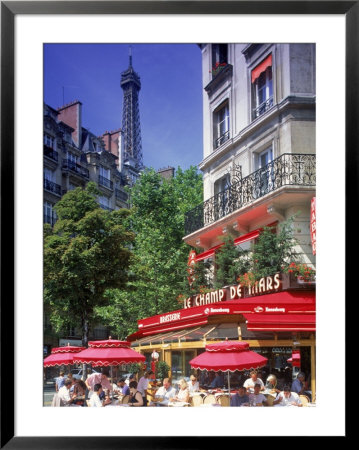 Cafe And Eiffel Tower, Paris, France by Peter Adams Pricing Limited Edition Print image