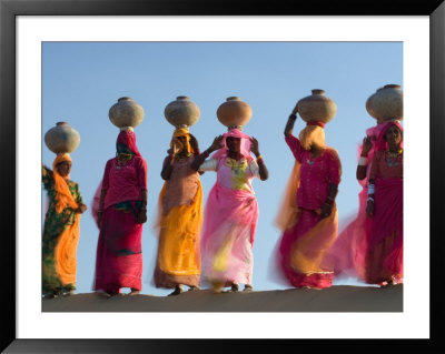 Women Carrying Pottery Jugs Of Water, Thar Desert, Jaisalmer, Rajasthan, India by Philip Kramer Pricing Limited Edition Print image
