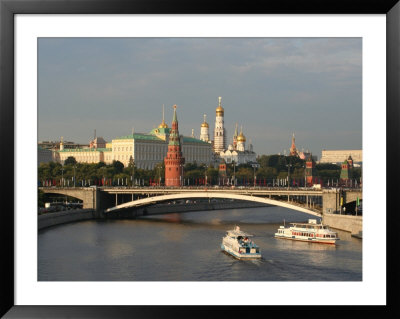 Kremlin And Moskva River From Pedestrian Bridge At Cathedral Of Christ The Saviour, Moscow, Russia by Jonathan Smith Pricing Limited Edition Print image