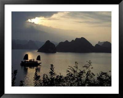 Sunset On Karst Hills And Junk Boats, Ha Long Bay, Vietnam by Keren Su Pricing Limited Edition Print image