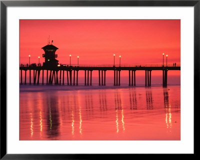Rosy Sunset Over Huntington Beach Pier, Orange County, California, Usa by Richard Cummins Pricing Limited Edition Print image