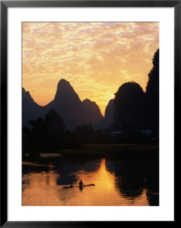 Fisherman On Li River At Sunset, Yangshuo, China by Keren Su Pricing Limited Edition Print image