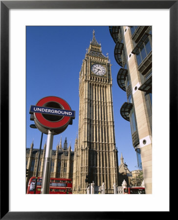 Westminster, Big Ben And Underground, Subway Sign, London, England by Steve Vidler Pricing Limited Edition Print image