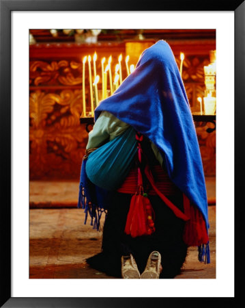 Maya Woman Praying In Front Of Church Altar, San Cristobel De Las Casas, Mexico by Jeffrey Becom Pricing Limited Edition Print image