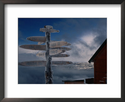 Frozen Signpost, Narvik, Nordland, Norway by Christian Aslund Pricing Limited Edition Print image