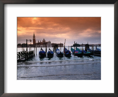 Gondolas At High Tide, Venice, Veneto, Italy by Roberto Gerometta Pricing Limited Edition Print image