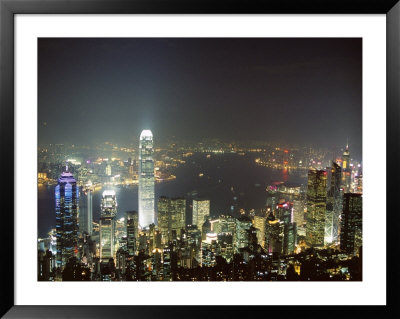 Hong Kong Skyline By Night From The Peak On Hong Kong Island, Hong Kong, China, Asia by Amanda Hall Pricing Limited Edition Print image