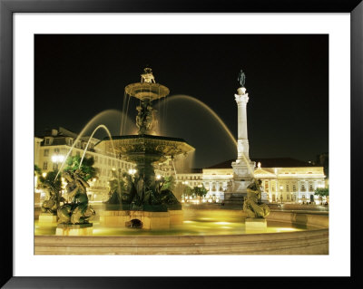 Rossio Square (Dom Pedro Iv Square) At Night, Lisbon, Portugal, Europe by Yadid Levy Pricing Limited Edition Print image