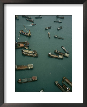 Container Ships In Hong Kong Harbor Waiting For Cargo To Be Loaded by Eightfish Pricing Limited Edition Print image