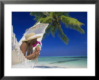 Woman Lying In A Hammock, Maldives Island by Angelo Cavalli Pricing Limited Edition Print image