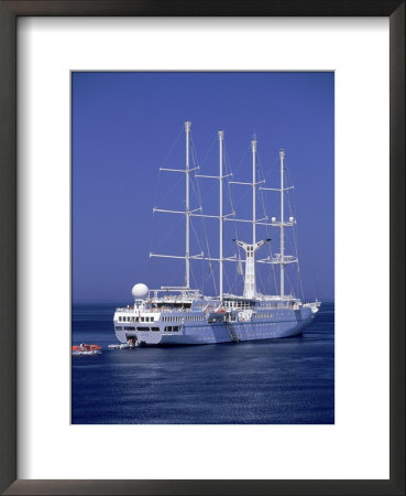 Windstar Cruise Ship In Mykonos Harbor, Greece by Walter Bibikow Pricing Limited Edition Print image