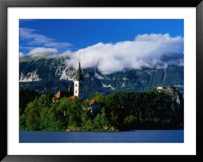 Bled Island Church And Karavanke Range Beyond, Bled, Bled Island, Gorenjska, Slovenia by Grant Dixon Pricing Limited Edition Print image