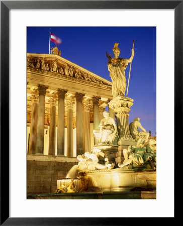 Statue In Front Of The Parliament Buildings In Vienna, Austria by Roy Rainford Pricing Limited Edition Print image