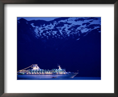 A Cruise Ship On Lynn Canal, Lit Up In The Early Evening, Alaska, Lynn Canal, Usa by Mark Newman Pricing Limited Edition Print image