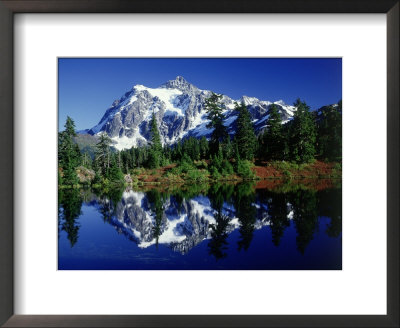 Mt. Shuksan Reflected In Highwood Lake, Wa by David Carriere Pricing Limited Edition Print image