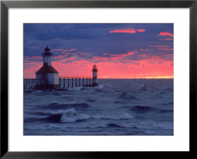 Sunset, Lighthouse, Benton Harbor, Mi by Charles Benes Pricing Limited Edition Print image