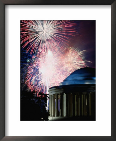Fireworks Exploding Over Jefferson Memorial, Washington Dc, Usa by Johnson Dennis Pricing Limited Edition Print image