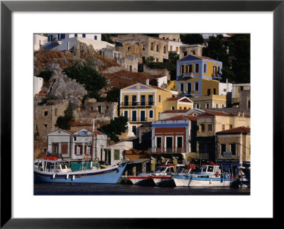 Buildings Overlooking The Harbour, Symi Island, Greece by Izzet Keribar Pricing Limited Edition Print image